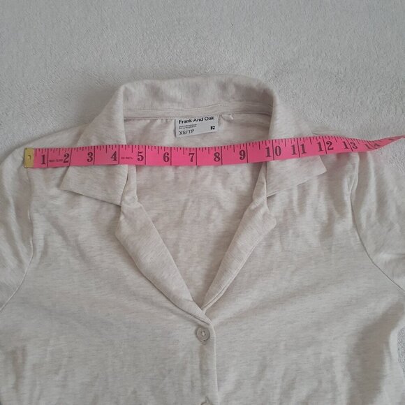 Frank & Oak Women's Size XS Oatmeal Long Sleeve Jersey Button Up Cotton Shirt - Picture 9 of 12